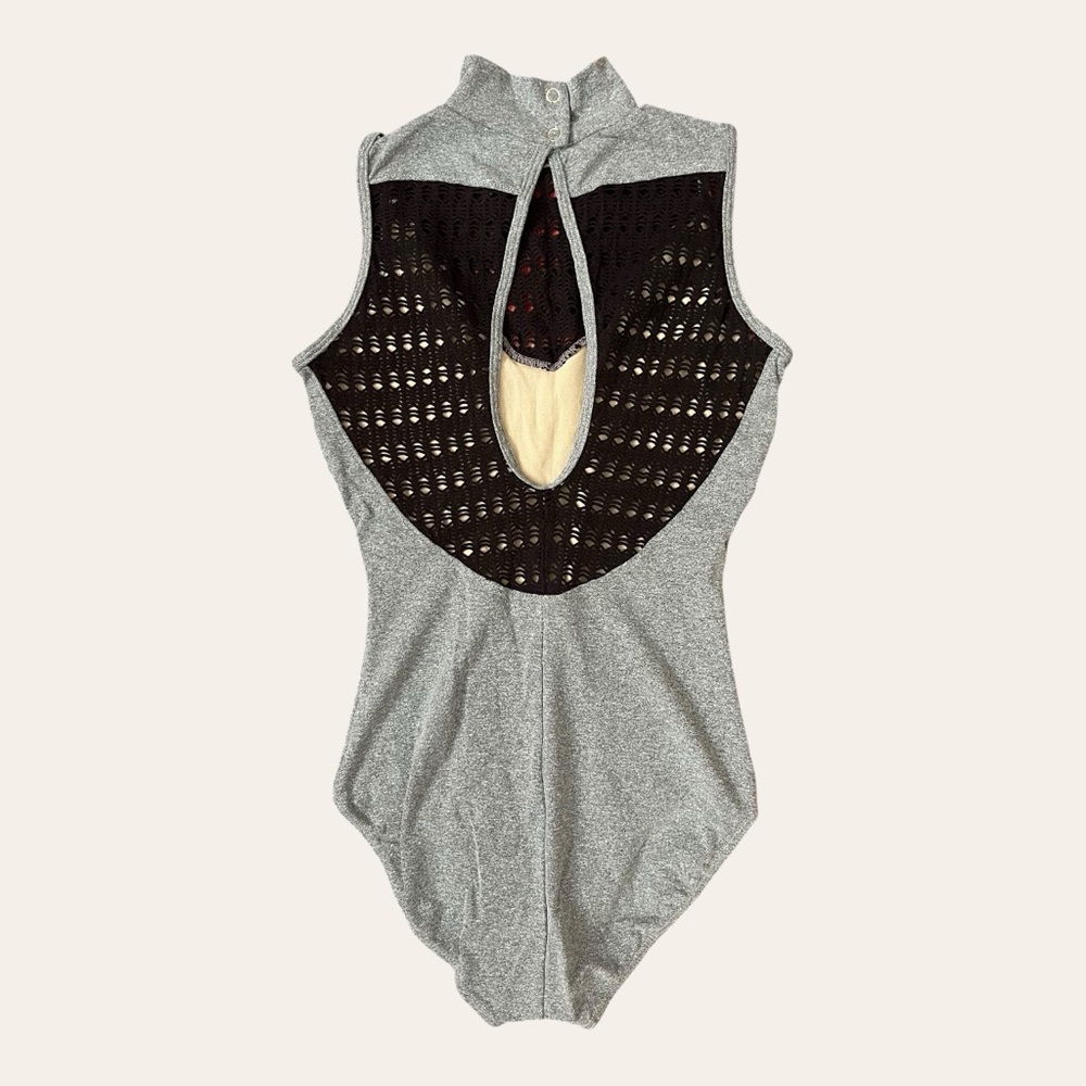 SoDanca gray & black high neck lace ballet leotard with keyhole back - Small - Picture 2 of 3